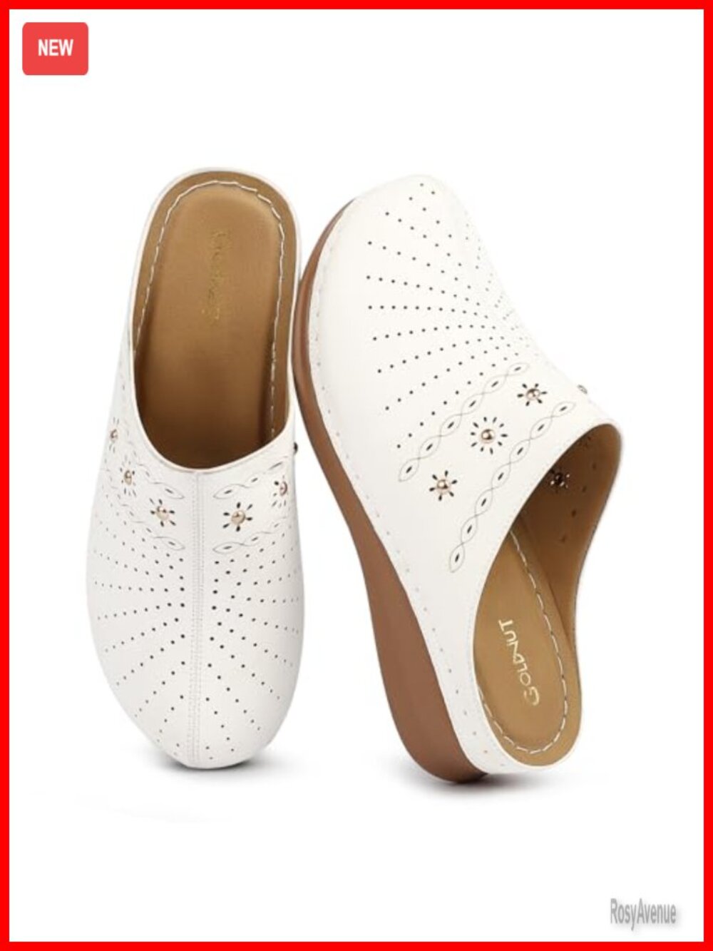 Women's Faux Leather Slip-On Mules Clogs Comfortable Wedge Heel